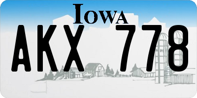 IA license plate AKX778