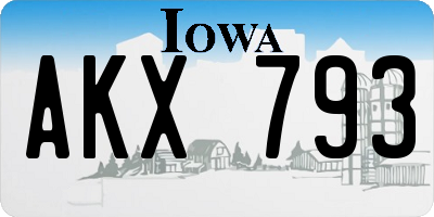 IA license plate AKX793