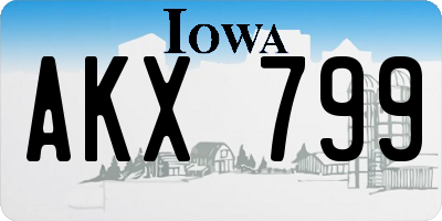 IA license plate AKX799