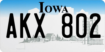 IA license plate AKX802