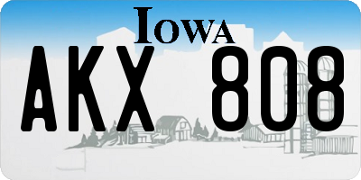 IA license plate AKX808