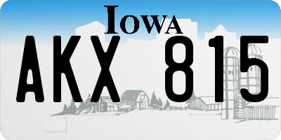 IA license plate AKX815