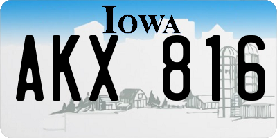IA license plate AKX816