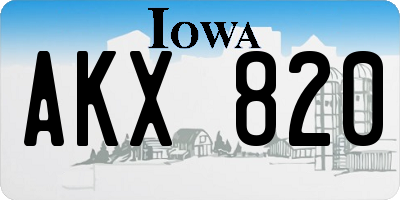 IA license plate AKX820