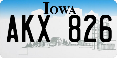 IA license plate AKX826