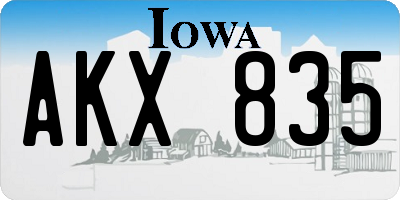 IA license plate AKX835