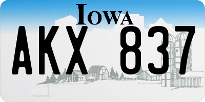 IA license plate AKX837