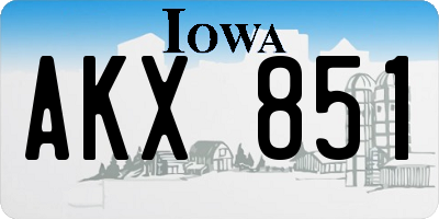 IA license plate AKX851