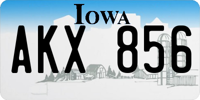 IA license plate AKX856