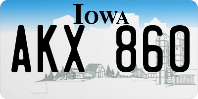IA license plate AKX860