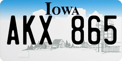 IA license plate AKX865