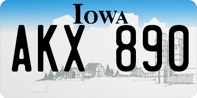 IA license plate AKX890