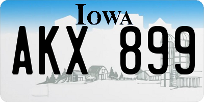 IA license plate AKX899