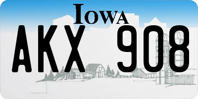 IA license plate AKX908