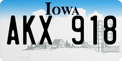 IA license plate AKX918