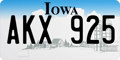 IA license plate AKX925