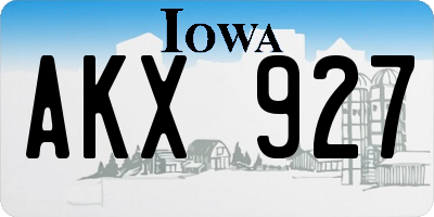 IA license plate AKX927