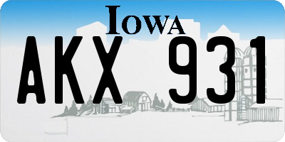 IA license plate AKX931