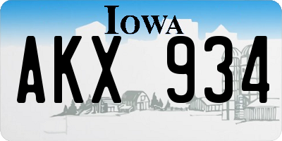 IA license plate AKX934