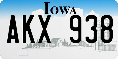 IA license plate AKX938