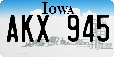 IA license plate AKX945