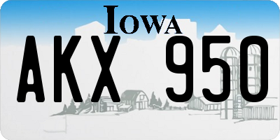 IA license plate AKX950