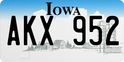 IA license plate AKX952