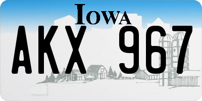 IA license plate AKX967