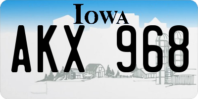 IA license plate AKX968