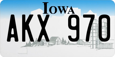 IA license plate AKX970
