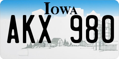 IA license plate AKX980