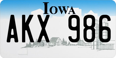 IA license plate AKX986