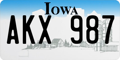 IA license plate AKX987