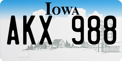 IA license plate AKX988