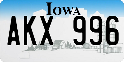 IA license plate AKX996