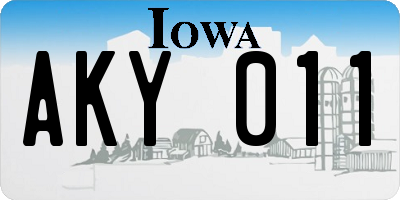 IA license plate AKY011