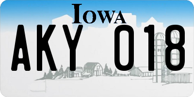 IA license plate AKY018