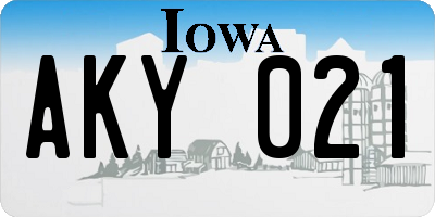 IA license plate AKY021