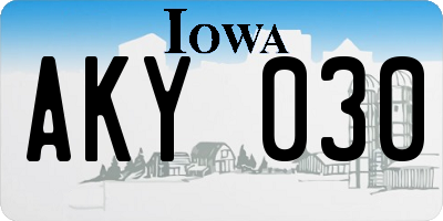 IA license plate AKY030