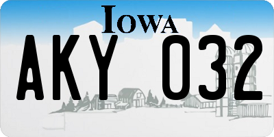 IA license plate AKY032