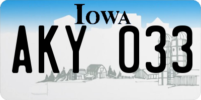 IA license plate AKY033