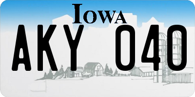 IA license plate AKY040