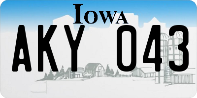 IA license plate AKY043