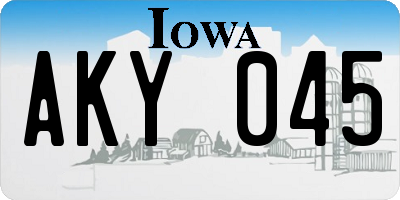 IA license plate AKY045