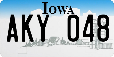 IA license plate AKY048