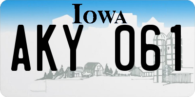 IA license plate AKY061