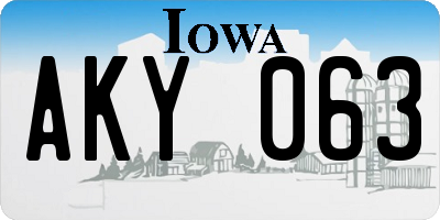 IA license plate AKY063