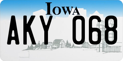 IA license plate AKY068