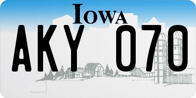 IA license plate AKY070