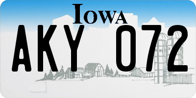 IA license plate AKY072